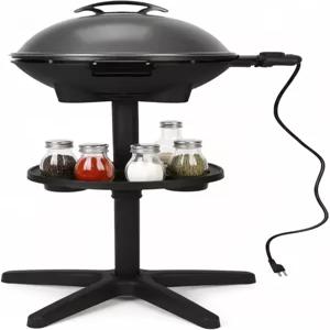 발코니 뒷마당 및 야외 캠핑을 위한 큐엔 전기 그릴 - 2-in-1 스토브 논스틱 베이킹 팬 지능형 온도 조절