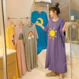 여성용 반팔 원피스 데일리 임산부 홈드레스 잠옷vwx294