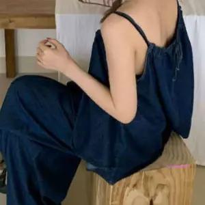 여성용 슬리브리스 탑과 팬츠 투피스 와이드abc065