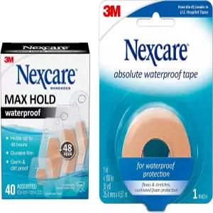 넥스케어 절대 방수 구급 테이프 5야드 롤 1인치 및 붕대 맥스 홀드 밸류 팩 모듬 40 카운트