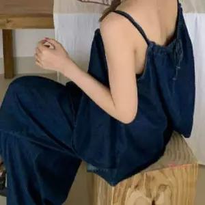 여성용 와이드 투피스 슬리브리스 탑과 팬츠qrs154