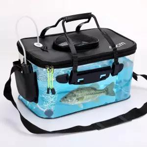 에어레이터 6갤런 라이브 미끼 버킷과 듀얼 콘센트 펌프가 장착된 AceOrbit 접이식 투명 낚시 카약 얼음