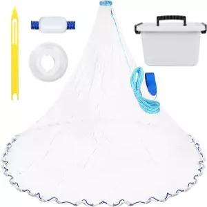 Yehmart 수제 아메리칸 캐스트 네트 소금물 및 담수용 3피트-8피트 반경 3/8인치 메쉬 모노필라멘트 미끼