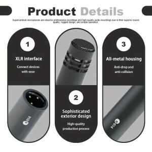 호환 4개 614 슈퍼카디오이드 콘덴서 마이크 XLR 커넥터 악기 녹음용 키트