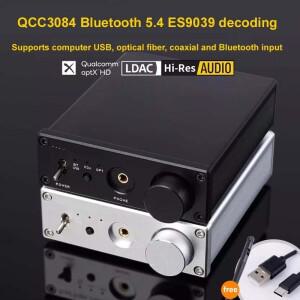 호환 L6 ES9039Q2M 블루투스 QCC3084 5.4 APTX-HD LDAC 오디오 USB 광 동축 디코더 HiFi 디코딩
