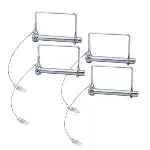 손실 방지 케이블이 있는 4팩 3/8인치 x 4인치 헤비 듀티 트레일러 커플러 핀 - 보트 유틸리티 잔디 트랙터