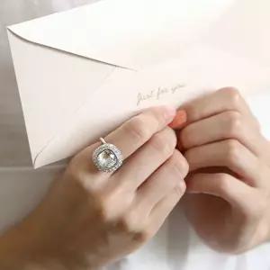 라운드 스퀘어 스와로브스키 크리스탈 제작 반지 Epu6+5wIh