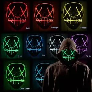 할로윈 파티 소품 용품 장난감 코스튬 LED 발광 퍼지 마스크 역할 놀이 의상 나이트 클럽 바 KTV 라이트 업