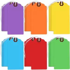 끈이 달린 300개의 컬러 행태그 대형 배송 태그 종이 탄력 로프가 글로 쓸 수 있는 선물 모든 경우 빈칸