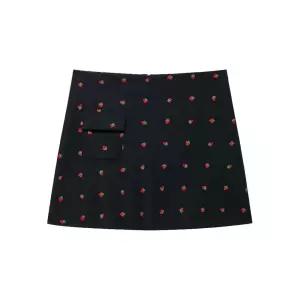 스커트 여자 정장세트 혼방딸기패턴 상의 +울 세트 ST1