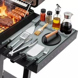 블랙스톤용 실리콘 그릴 매트 - 드립 패드가 있는 바비큐 도구 사이드 야외 주방 조리대용 남성용 액세서리