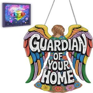 진폰르 다이아몬드 페인팅 키트 걸이 펜던트 엔젤 아트 특수 모양의 라인스톤 가디언 정원 벽 창문용 양면