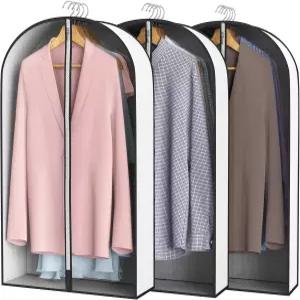 옷을 걸 수 있는 리우우드 40인치 의류 가방 4인치 가제트 - 투명 창 통기성 원단 금속 지퍼 옷장 보관용