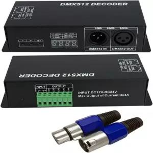 AMKI DMX 512 LED 디코더 컨트롤러 4CH 디지털 디스플레이 라이트 디밍 드라이버 RGBW 스트립 DC12-24V