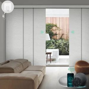 Yoolax 커스텀 XL 스마트 수직 블라인드 알렉사와 호환되는 전동 슬라이딩 도어 방 칸막이용 블랙아웃 패널