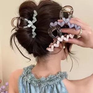 헤어핀 여성 하트집게핀 올림머리 예쁜색상 머리핀 Ssy6+3uDL