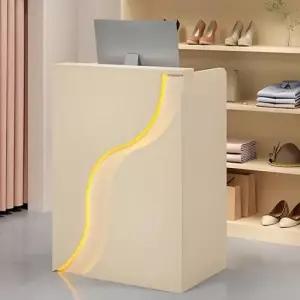 프론트 카운터 리셉션 LED 조명과 잠금식 서랍이 있는 데스크 계산대를 위한 룸 테이블 뷰티 살롱 로비