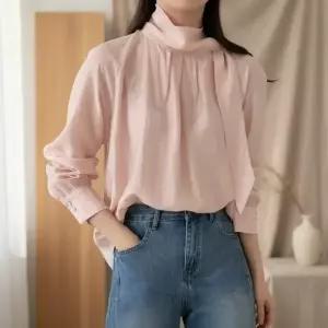 [다잇템] 여성 폴라넥 타이넥 클래식 빅사이즈 블라우스