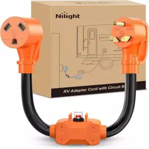 회로 차단기 과부하 보호기가 장착된 Nilight RV 전원 어댑터 코드 30Am 도그본 전기 플러그 10 게이지