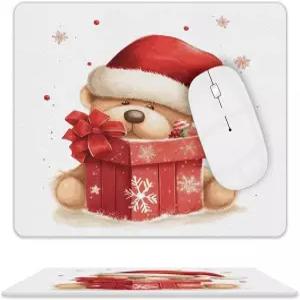 산타 모자 선물 및 메리 크리스마스 마우스 패드 미끄럼 방지 양면 가죽 디자인 개인 맞춤 방수 사각 책상