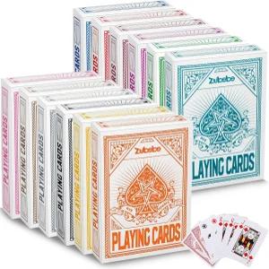 12가지 색상의 카드 덱이 포함된 Zube 12Pcs 팩 플레잉 세트 Nertz 게임 활동 가족용 나이트 파티 용품용