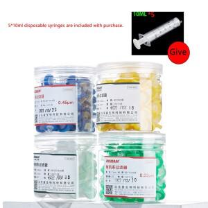 Xin 테스터 100 개/몫 13mm/25mm 나일론 주사기 필터 일회용 0.22um/0.45um/0.8um 밀리포어 멤브레인