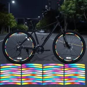 40개의 범용 반사 타이어 스티커 카 휠 림 스트라이프 데칼 무지개 자전거 리플렉터 야간 안전 경고 자동차