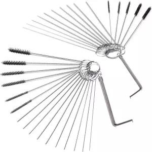 32피스 카뷰레터 청소 브러시 니들 키트 소형 엔진 오토바이 ATV 잡초 제거기 에어브러시 및 전기톱 육각