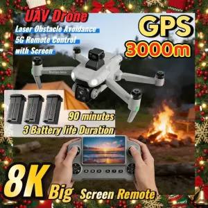 드론 A1R 3S GPS 360 ° 레이저 장애물 회피 8K 전문가용 카메라 5G FPV 3000M RC 쿼드콥터 LCD 화면 리모