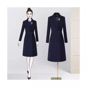여성 모피코트 슬림핏 프로 울 코트 하프 네이비 칼라 레지던스 호텔 작업복 OP1