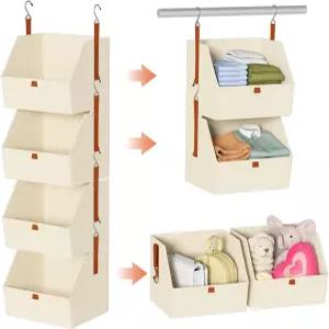 옷걸이 정리함 4단 접이식 수납 바구니가 있는 선반 침실 가정 기숙사 RV 모자 가방 신발을 위한 공간