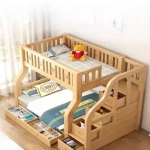 수납형 2층 침대 계단 포함 원룸 공간 활용 성인용 가구 사다리형 침실 벙커침대 프레임