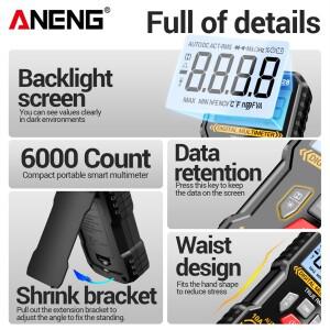 ANENG M128 스마트 멀티미터 6000 카운트 AC/DC 전압 테스터 전류계 비접촉 유도 저항 커패시터 다이오드