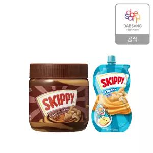 대상 스키피 땅콩버터 2종(초콜릿스트라이프350g/짜먹는크리미290g) 2개 골라담기