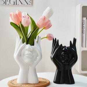 1-2개 다기능 인체 예술 스타일링 정리함 창의적인 북유럽 추상 얼굴 모양 수납 도구 탁상용 눈썹 펜 홀더