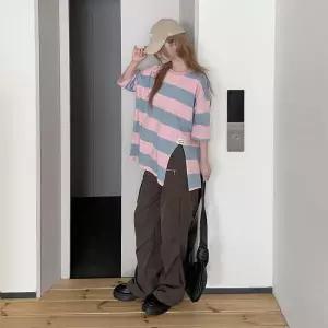 /옷자락 여자 코튼 오버핏 옆트임 반팔티