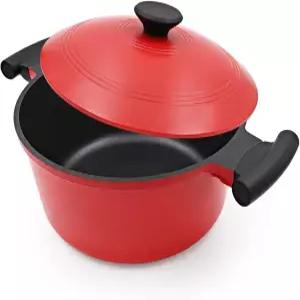 뚜껑이 있는 2.5Qt 경량 더치 오븐 냄비 작은 알루미늄 논스틱 스튜용 조리 찜 시머 앤 프라이 모든