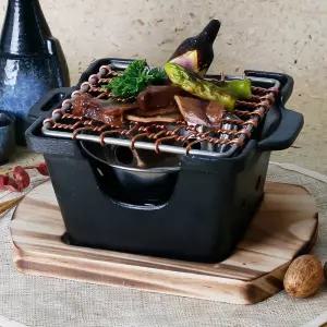 미시와 숯불 미니화로 받침세트+광양석쇠 가정용 캠핑 개인 1인 화로 바베큐그릴