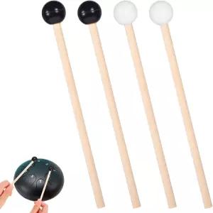 타이섬 4Pcs 스틸 텅 드럼 망치 실로폰 글로켄슈필 6.1인치 나무 고무 타악기 스틱 벨