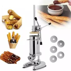 필파얀 커머셜 츄로 메이커 2L/3L 수동 스페인 도넛 츄레라 머신 콘 5몰드 아세로 인녹시더블 버티컬