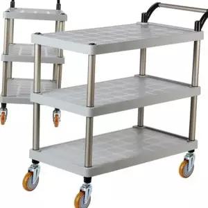 서빙 업소용 특대형 이동식 3단 플라스틱 카트 바퀴형 카페이동카트