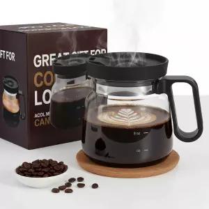 누수 방지 뚜껑이 있는 EGH 16온스 커피포트 머그잔 - 내열 유리 눈길을 사로잡는 다이너 스타일 실루엣