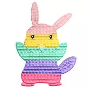 [고전문구] 오색무지개 대형 토끼 푸쉬팝 / 캐릭터 팝잇 촉감놀이 뽁뽁이