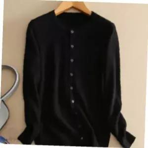 임산부 봄 가을 간절기 라운드넥 버튼 여밈 슬림핏 니트 가디건 블랙 무지 심플