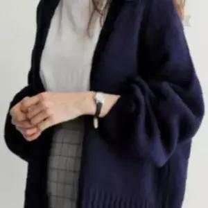 임산부 봄 가을 간절기 오픈형 루즈핏 니트 가디건 네이비 심플 디자인 데일리