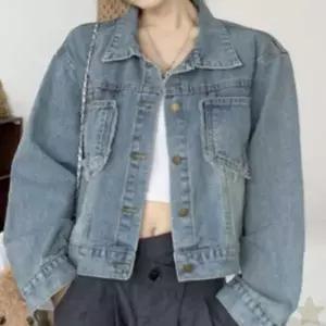 여성 봄 간절기 데일리 캐주얼 루즈핏 연청 워싱 데님 재킷 출근 통학 레이어드