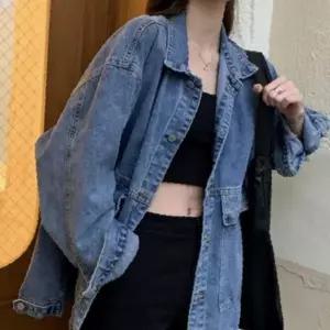 여성 봄 간절기 루즈핏 오버핏 연청 데님 재킷 캐주얼 데일리 청 점퍼 레이어드