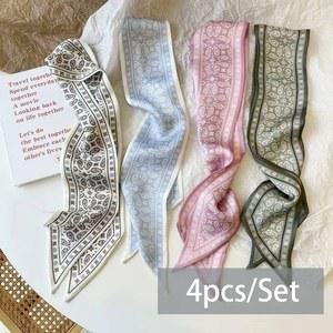 시리즈 스카프 장식 실크 머리 밴드 핸들 천으로 헤어 리본 가방 여성 새틴 레이디 액세서리