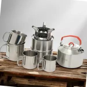 백패킹 휴대용 캠핑 주전자 컵 세트 경량 미니 스토브 조리 도구