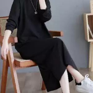 임산부 라운드넥 편안한 면 홈웨어 긴팔 롱 원피스 집에서 입는 편한 실내복 임부